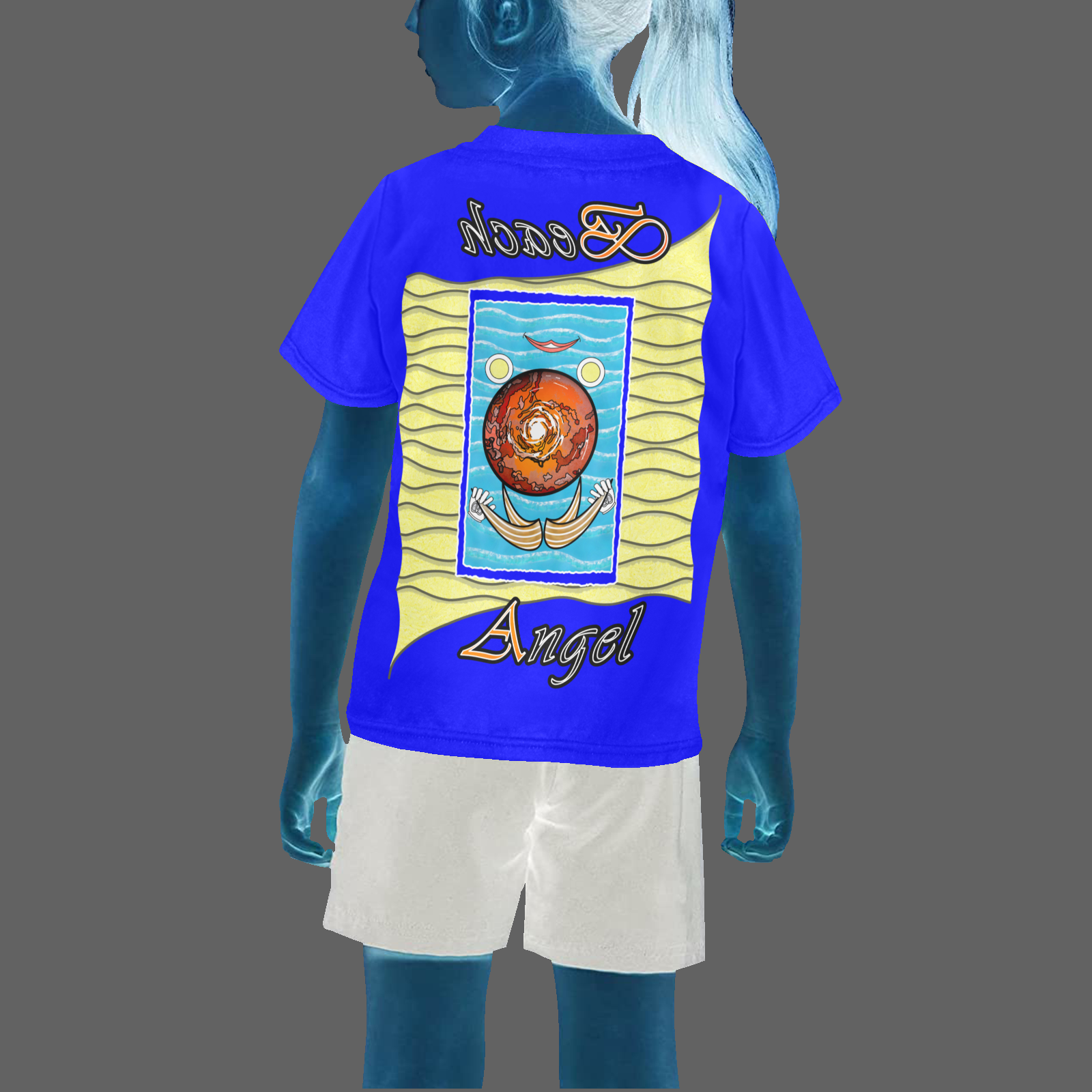 Teens girls' crew neck T-shirt blue 000000255 Beach Angel (USA) - Image 2