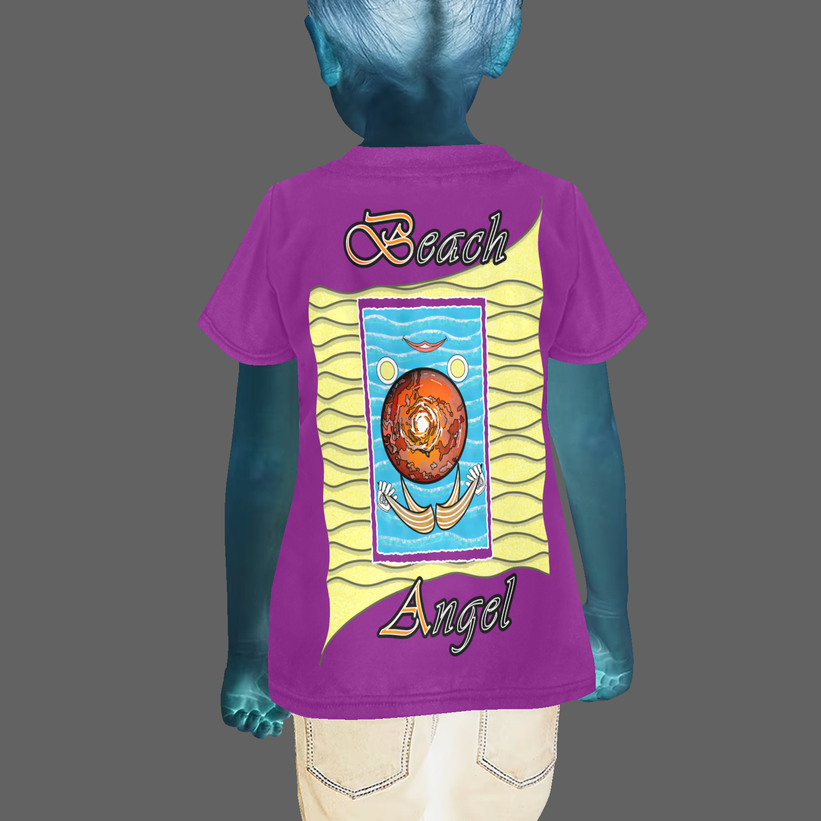 Teens girls' crew neck T-shirt purple 128000128 Beach Angel - Image 2