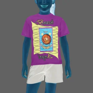 Teens girls' crew neck T-shirt purple 128000128 Beach Angel (USA)