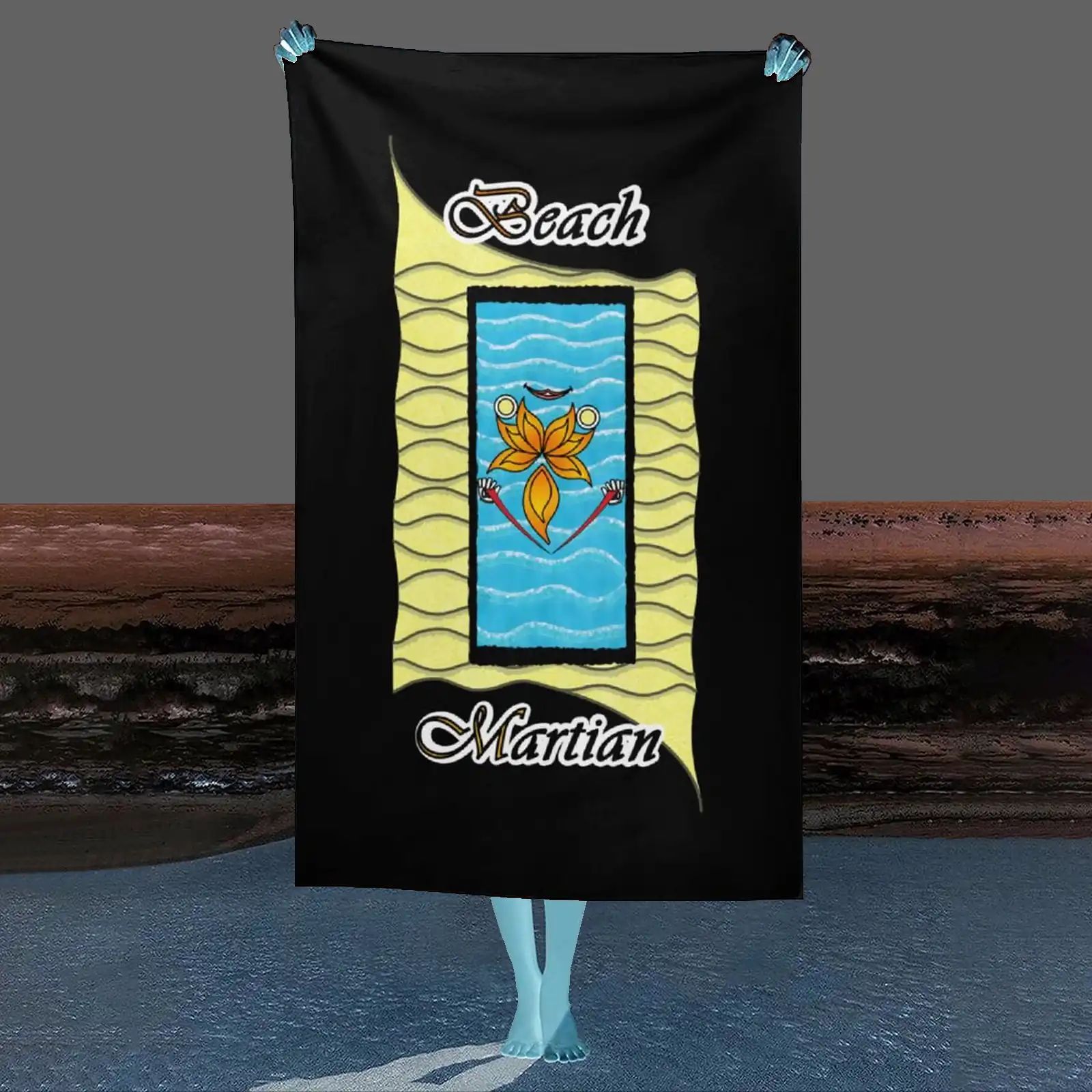 Beach Towel 130x80cm black 000000000 Beach Martian