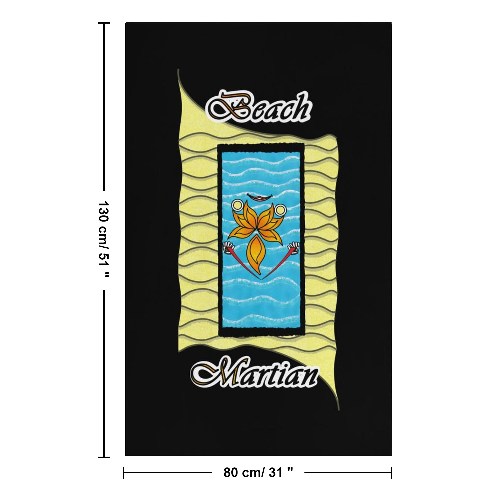 Beach Towel 130x80cm black 000000000 Beach Martian - Image 3