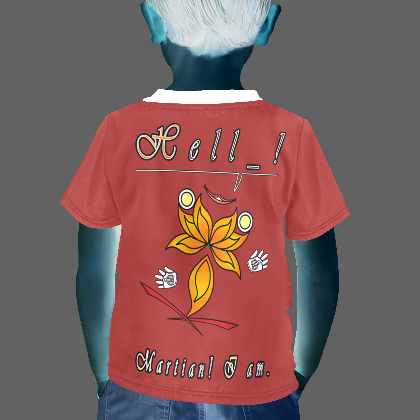 Little boy's crew neck T-shirt brown 165042042 Hello Martian - Image 2