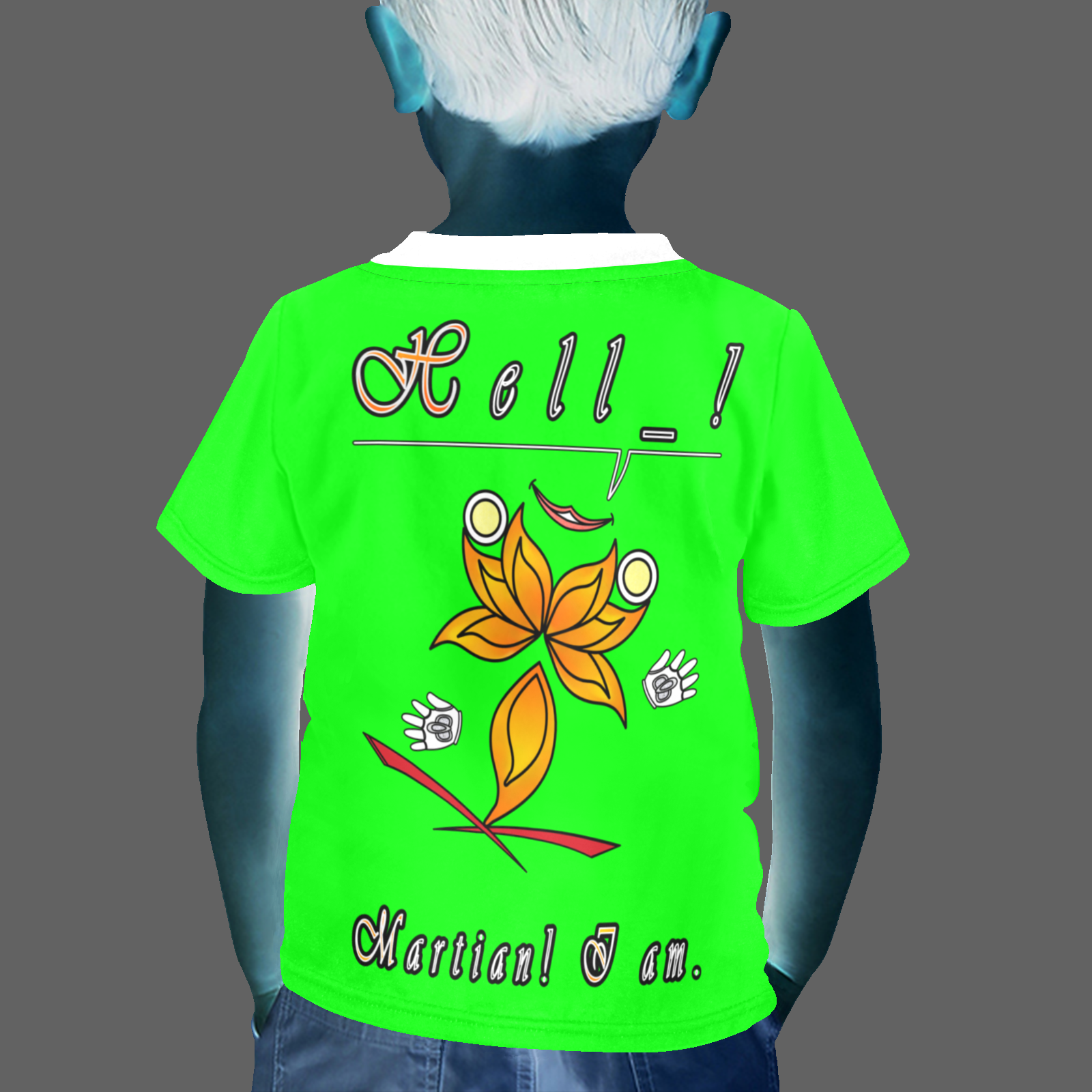 Little boy's crew neck T-shirt green 000255000 Hello Martian - Image 2