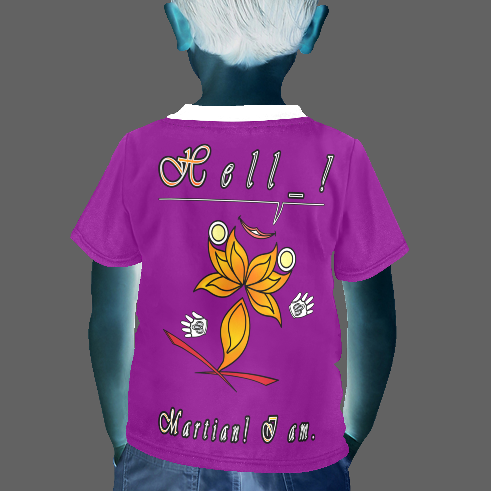 Little boy's crew neck T-shirt purple 128000128 Hello Martian - Image 2