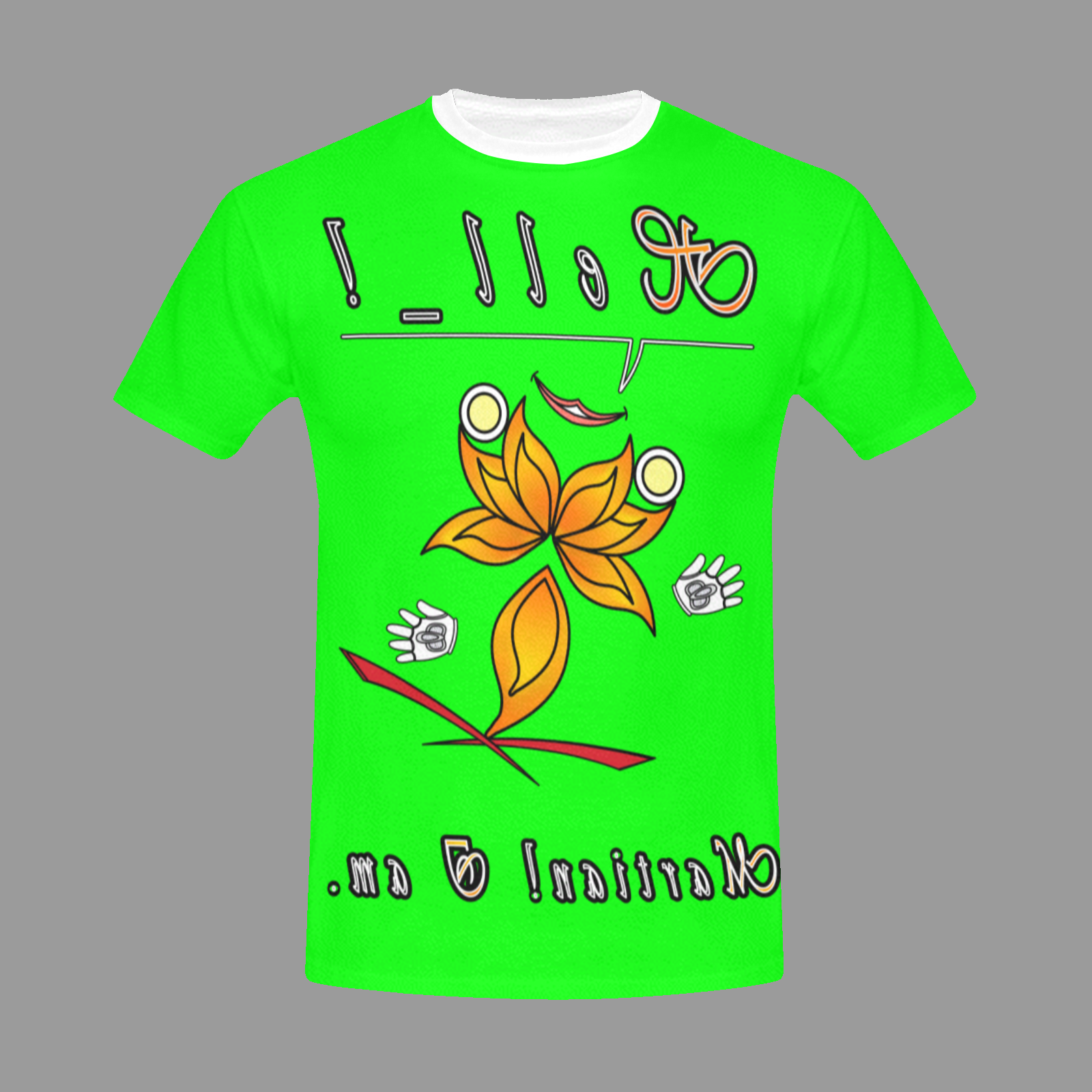 Men's Crew Neck T-Shirt green 000255000 Hello Martian - Image 3