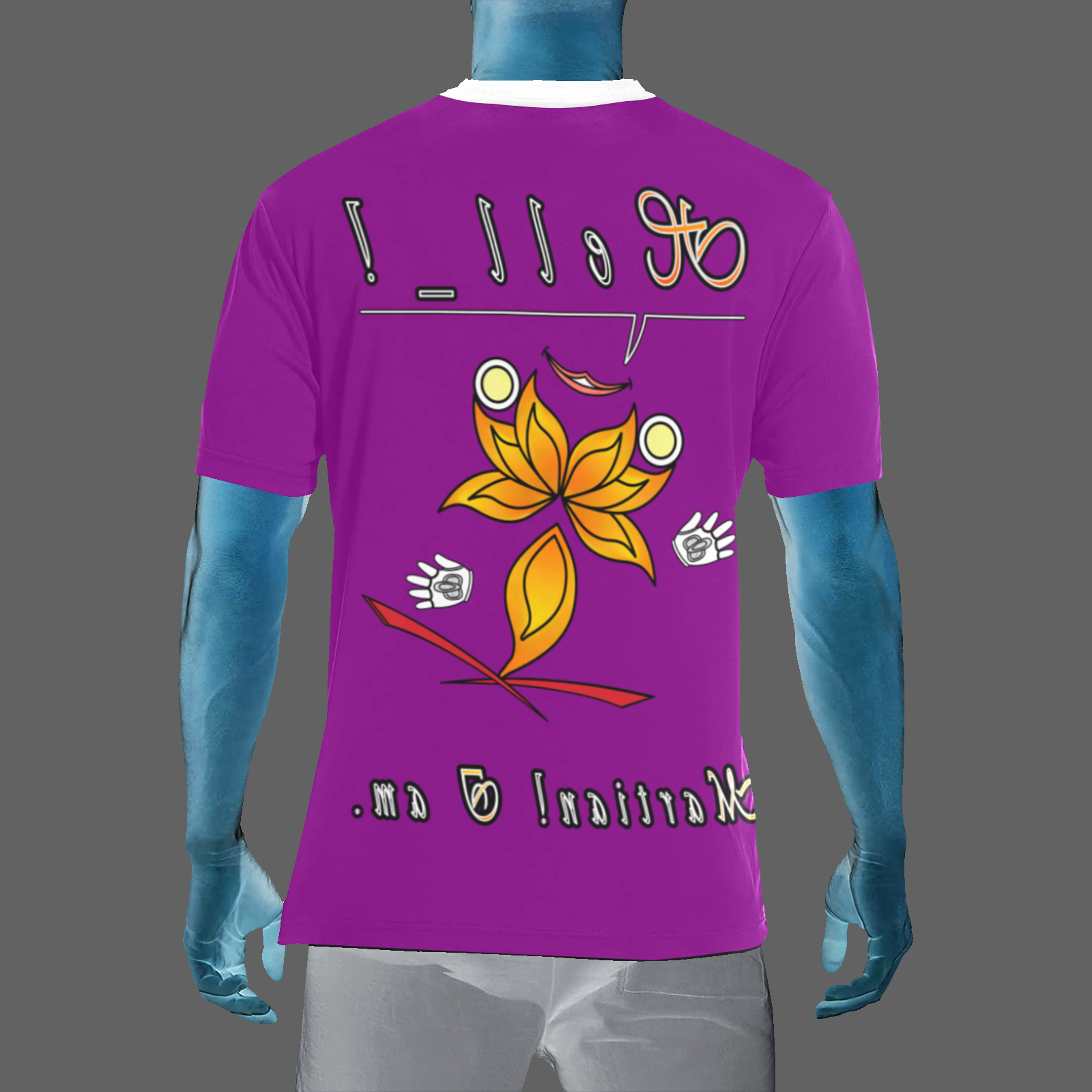 Men's Crew Neck T-Shirt purple 128000128 Hello Martian - Image 2