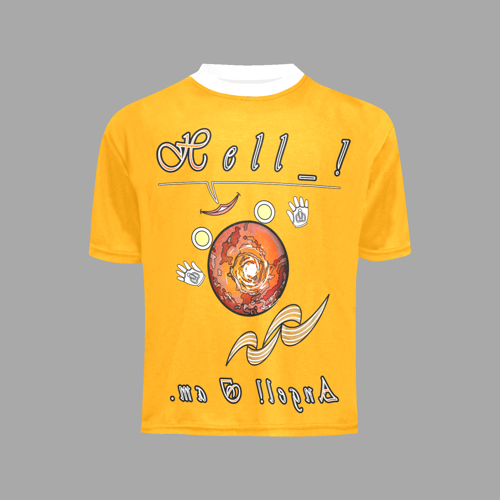 Teens girls' crew neck T-shirt orange 255165000 Hello Angel - Image 3