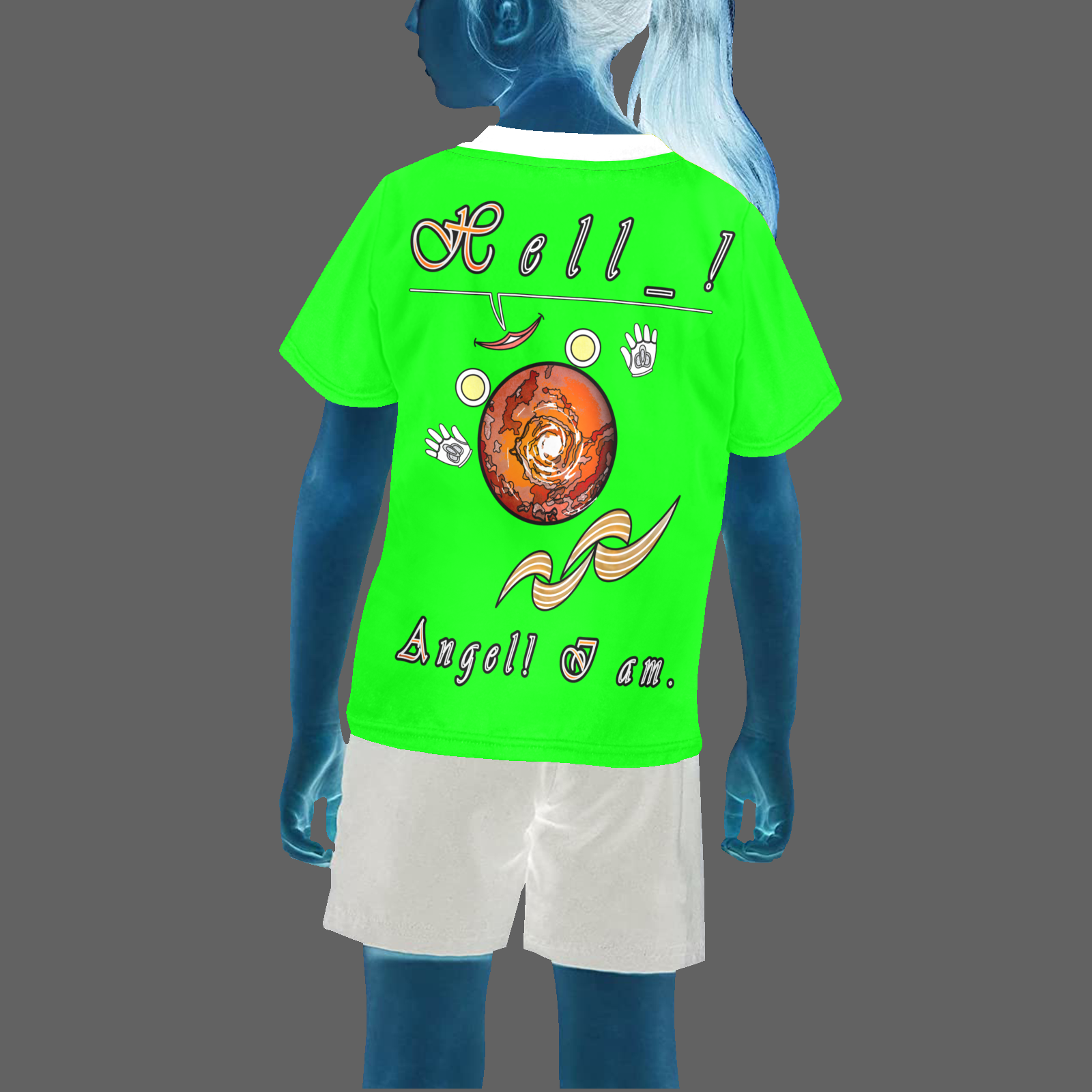 Teens girls' crew neck T-shirt green 000255000 Hello Angel - Image 2