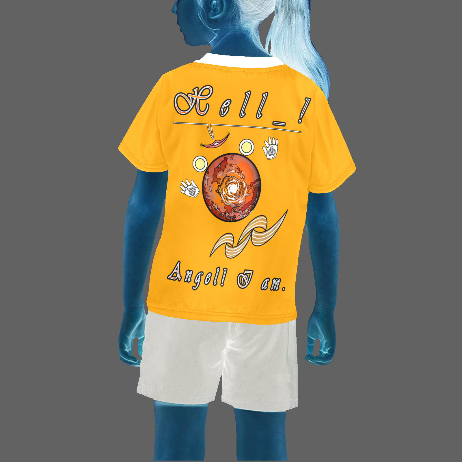 Teens girls' crew neck T-shirt orange 255165000 Hello Angel - Image 2