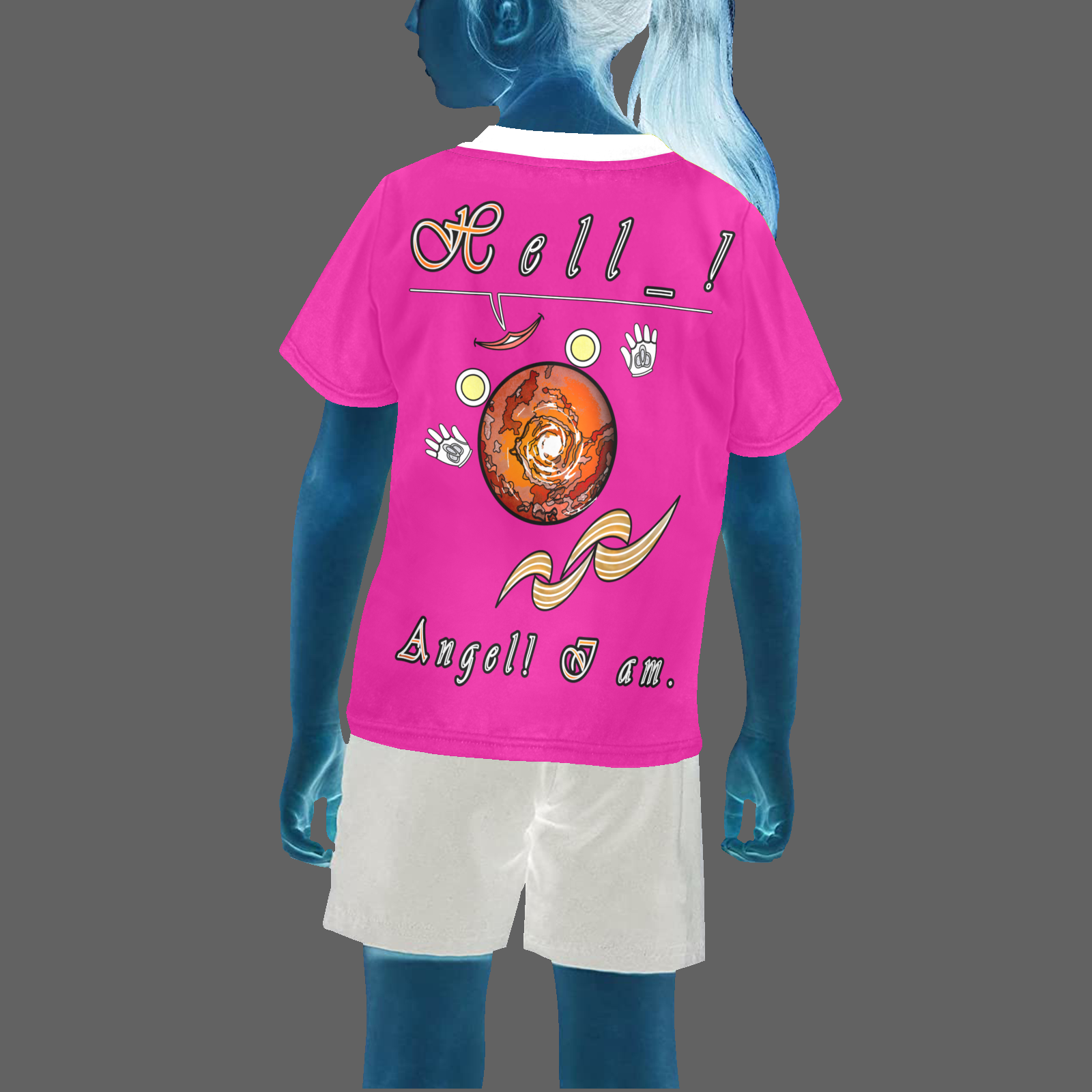 Teens girls' crew neck T-shirt pink 255020147 Hello Angel - Image 2