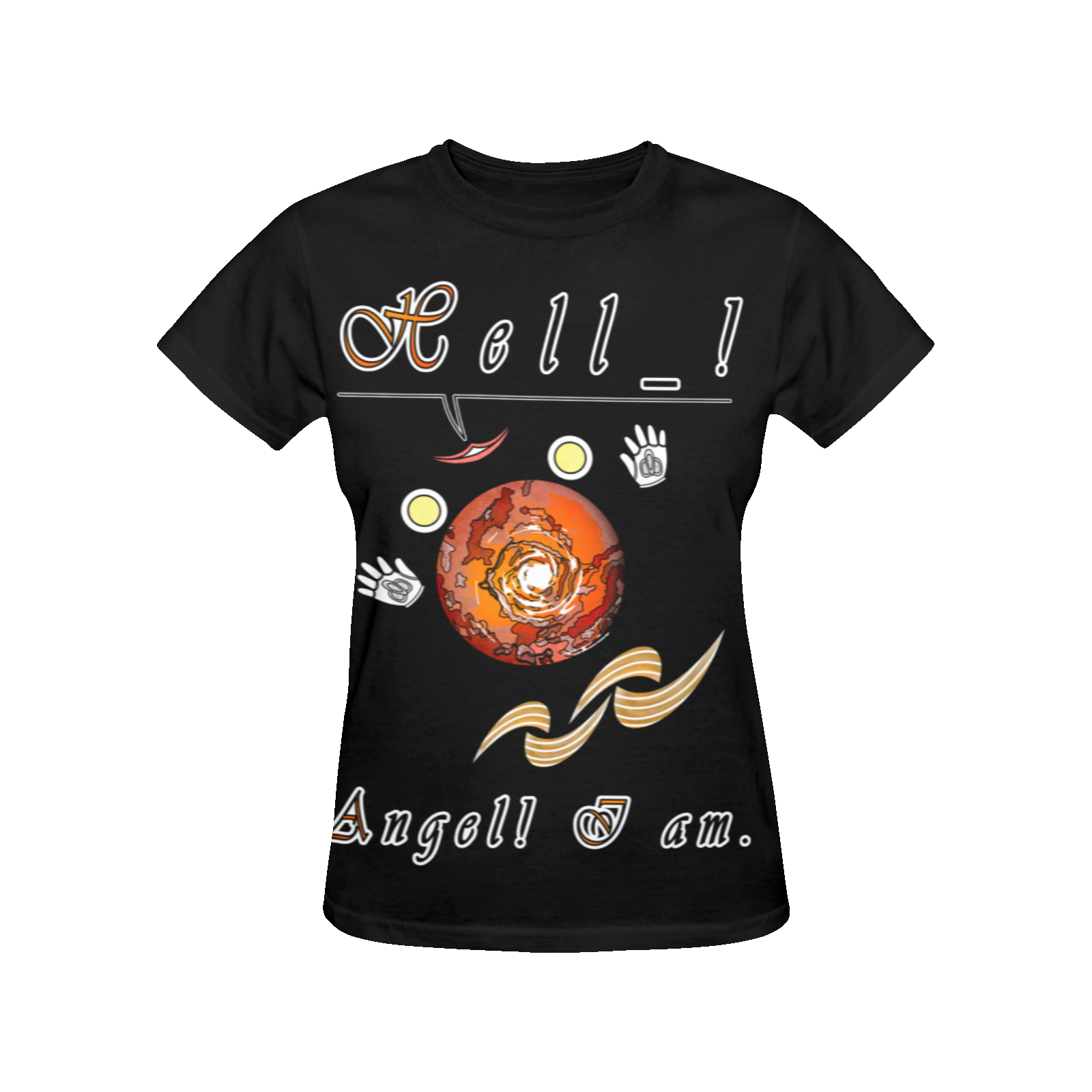 Women's Crew Neck T-Shirt black 000000000 Hello Angel - Image 3
