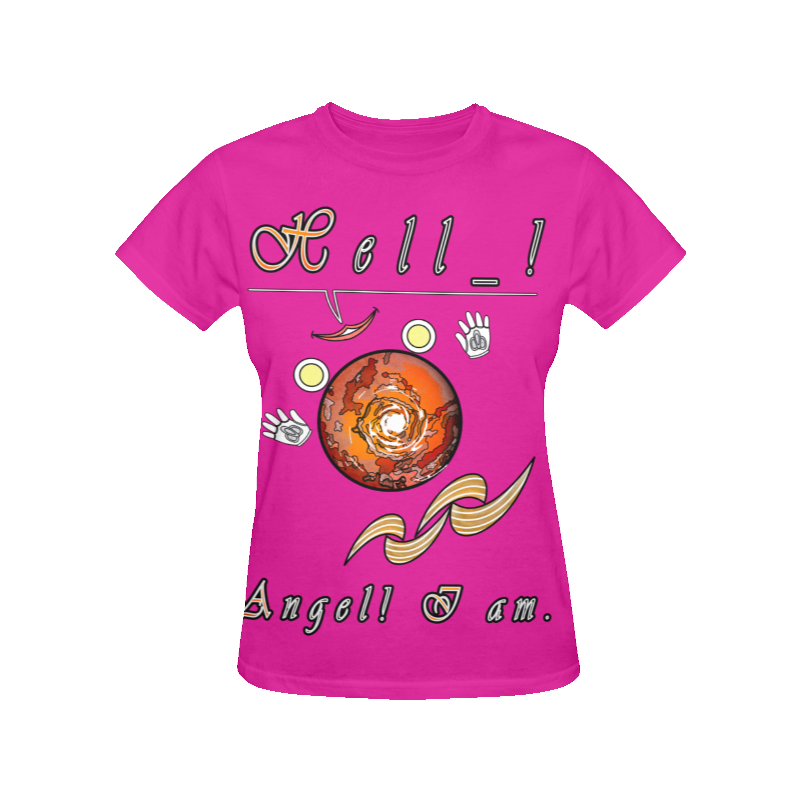 Women's Crew Neck T-Shirt pink 255020147 Hello Angel - Image 3