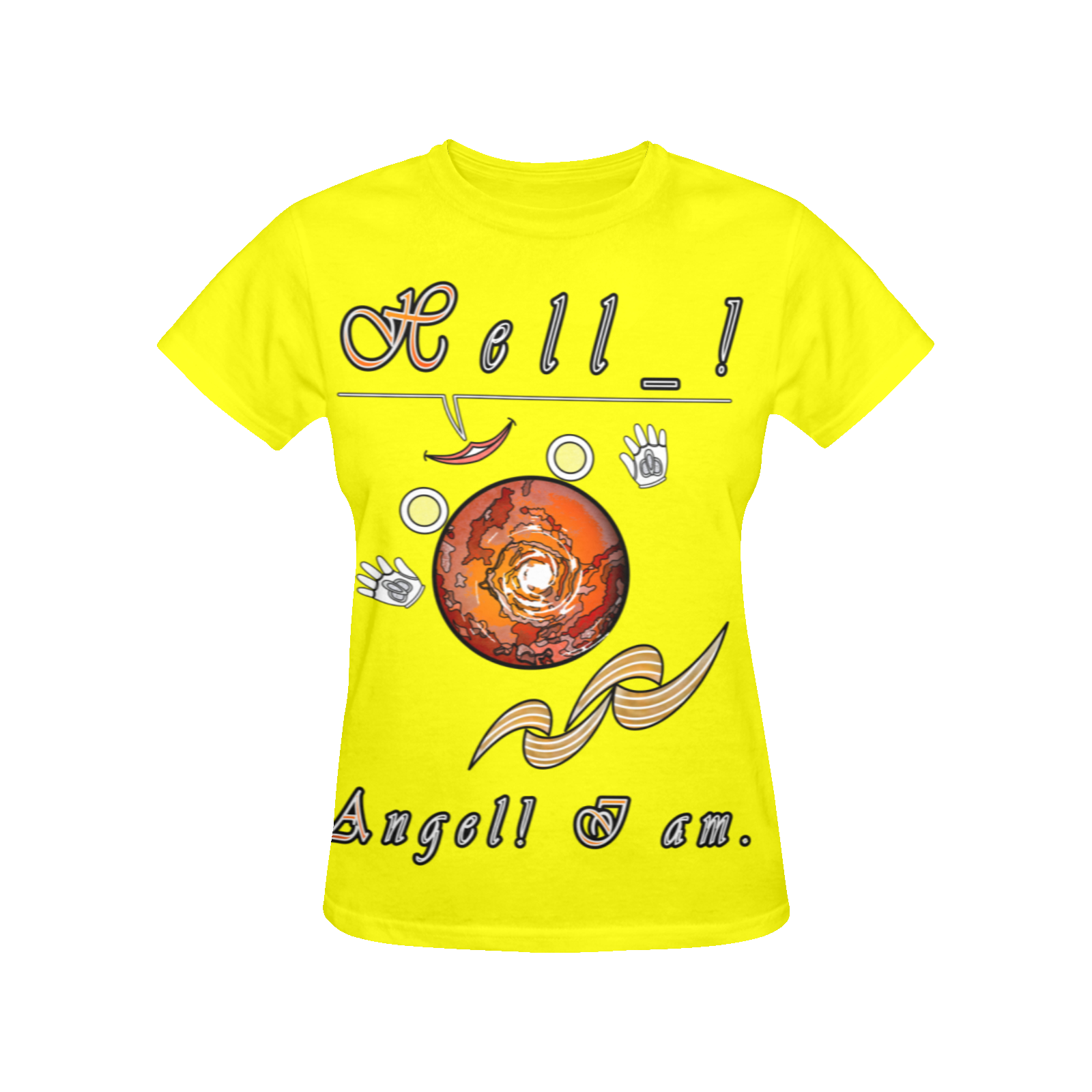Women's Crew Neck T-Shirt yellow 255255000 Hello Angel - Image 3