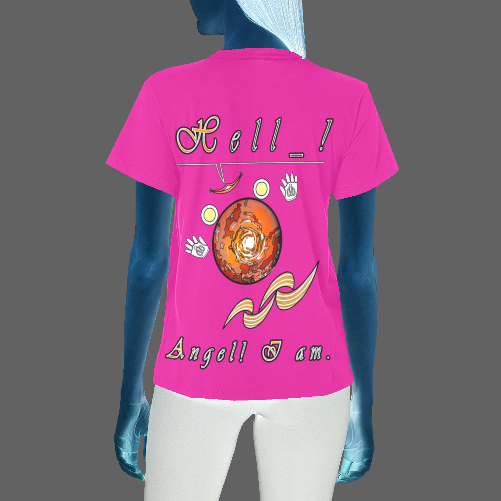 Women's Crew Neck T-Shirt pink 255020147 Hello Angel - Image 2