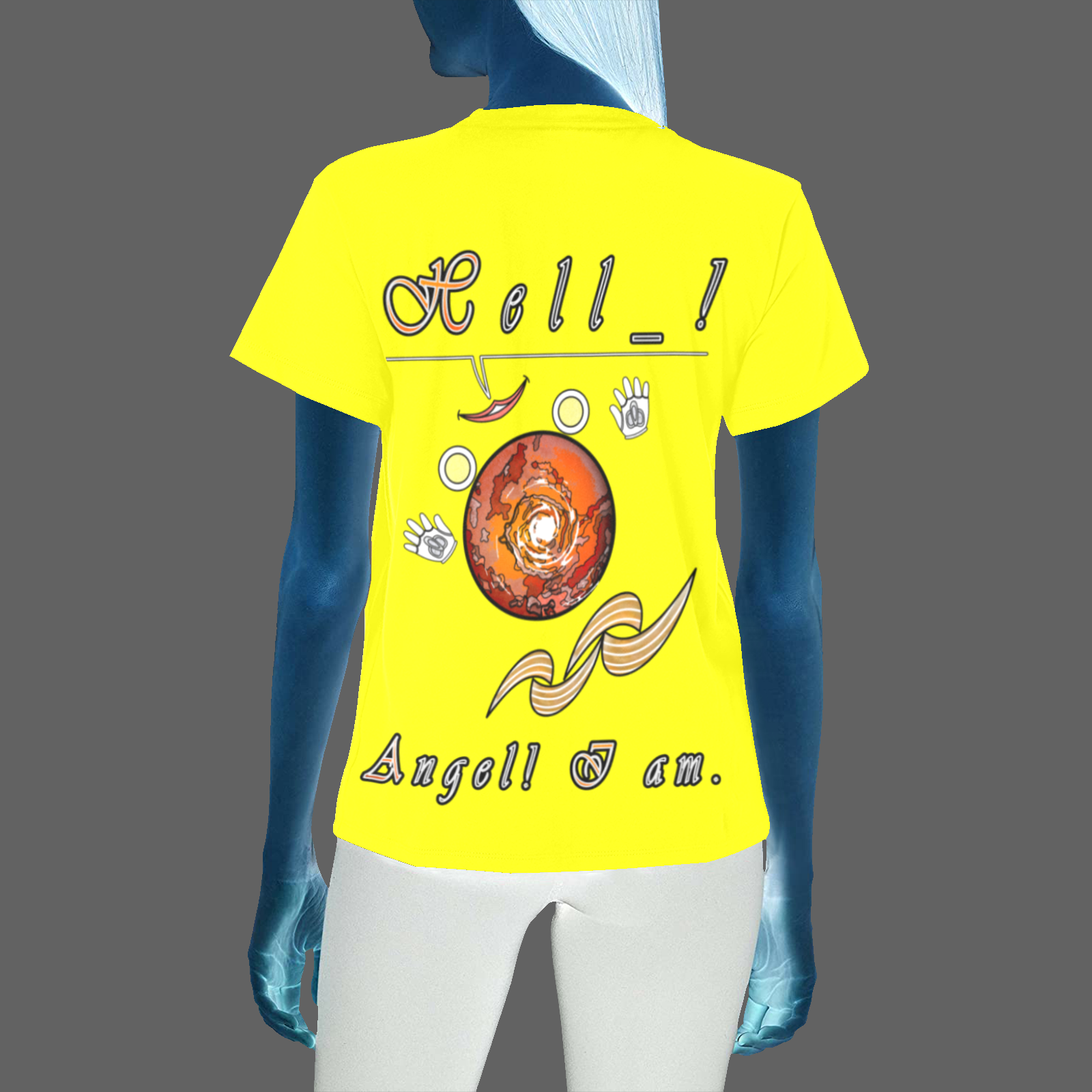 Women's Crew Neck T-Shirt yellow 255255000 Hello Angel - Image 2