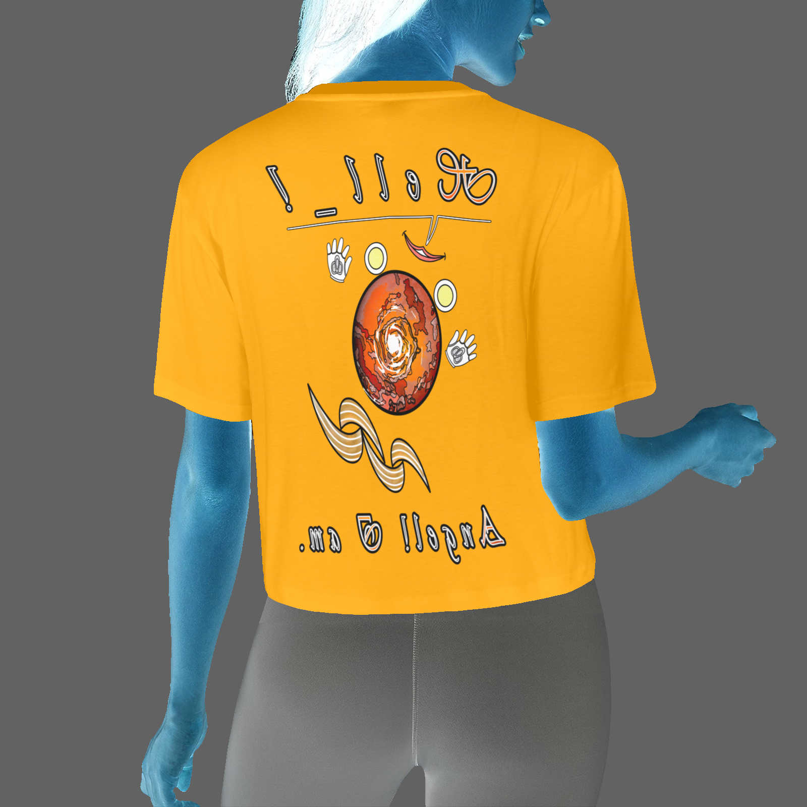 Women's Cropped T-shirt orange 255165000 Hello Angel - Image 2