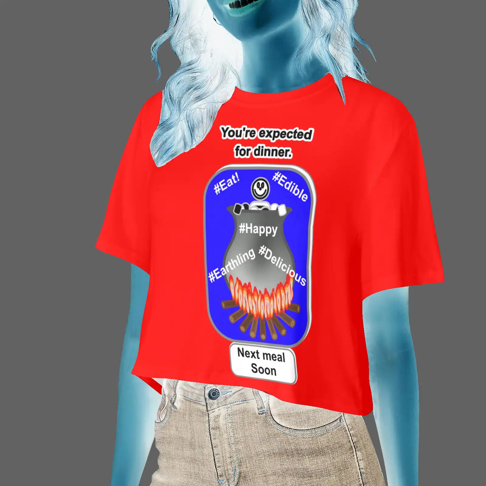 Women's Cropped T-shirt red 255000000 Cauldron Angel